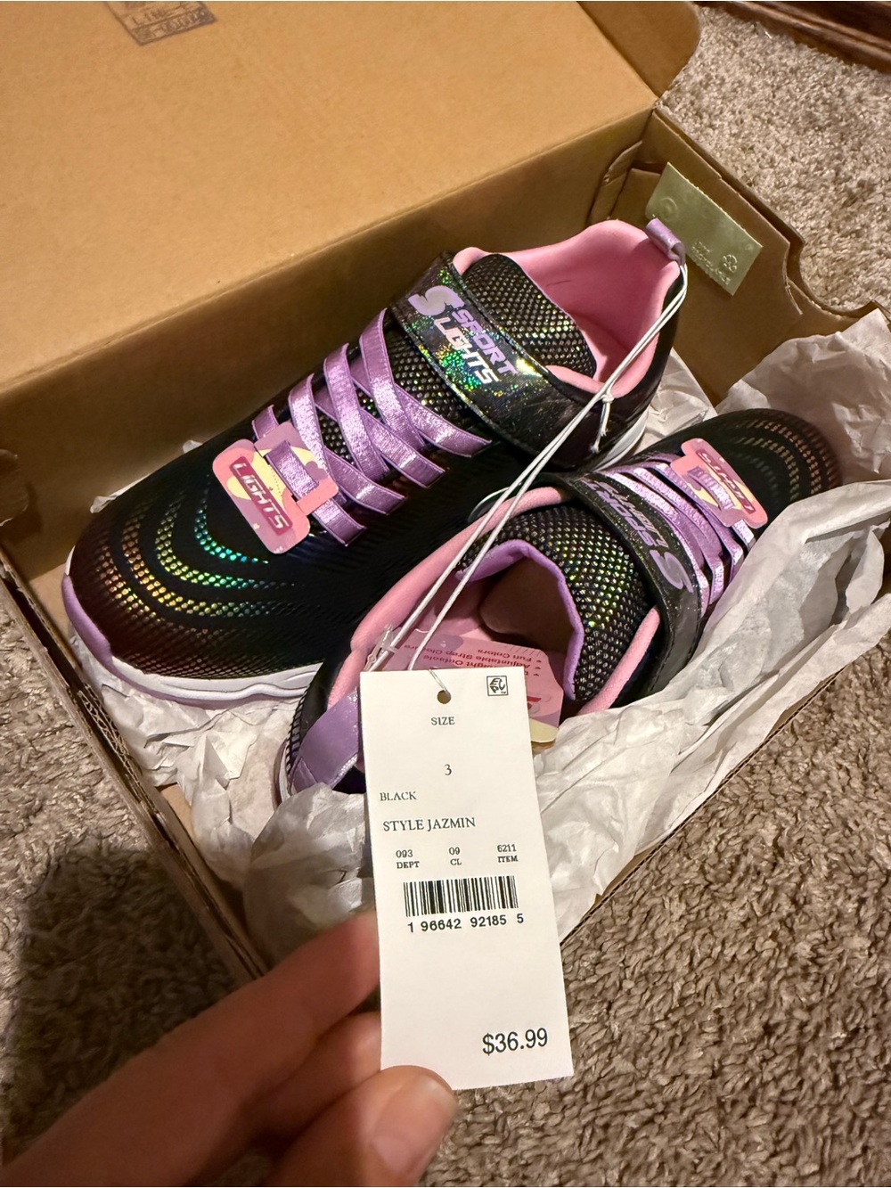 Kids' Jazmin Light-Up Sneakers - Black with Pink Accents